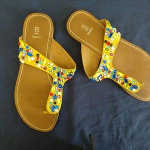 Yellow Multicolor Jewel Stones Flip Flop